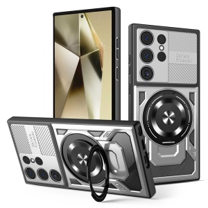 Husa pentru Samsung Galaxy S23 Ultra, SKYDDAR INNOVATION, RuggedCam, Inel magnetic antisoc, set cu sticker, Gri - Img 1