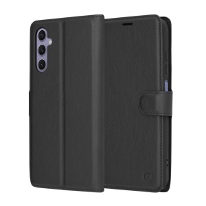 Husa pentru Samsung Galaxy S24 tip Carte, cu Portofel Interior, Finisaje Premium, SKYDDAR Leather Wallet - Negru