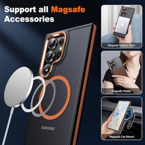 Husa pentru Samsung Galaxy S24 Ultra Magsafe, ce absoarbe intens socurile, Skyddar Frosted - Verde inchis - Img 4