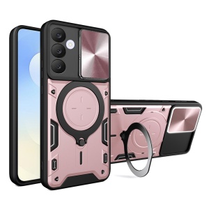 Husa pentru Samsung Galaxy S25 FE cu Inel Magnetic, Protectie Camera, set cu sticker, CamGuard Pro, Roz auriu