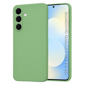 Husa pentru Samsung Galaxy S25 FE din Silicon Catifelat, SoftElegance, set cu sticker, Verde deschis - Img 1