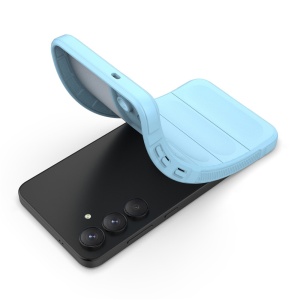 Husa pentru Samsung Galaxy S25 FE din Silicon Mat, set cu sticker, Magic Shield, Bleu - Img 4