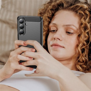 Husa pentru Samsung Galaxy S26 Edge, , din Silicon Slim, cu textura Fibra Carbon, Skyddar Carbon Silicone, set cu sticker, Negru - Img 7