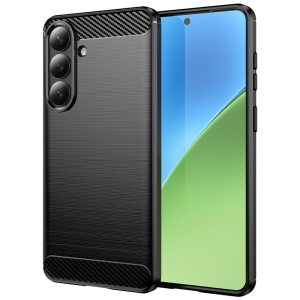 Husa pentru Samsung Galaxy S26 Edge, SKYDDAR INNOVATION, Carbon Silicone, din Silicon Slim, cu textura Fibra Carbon, set cu sticker, Negru