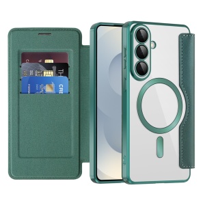 Husa pentru Samsung Galaxy S26 Edge tip carte, SKYDDAR INOVATION, SmartMag Book, Magsafe, RFiD, Suport Carduri, set cu sticker, Verde