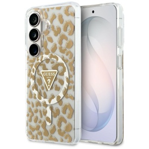 Husa pentru Samsung Galaxy S26, IML Leopard Print Triangle, Guess, Maro