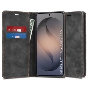 Husa pentru Samsung Galaxy S26, SKYDDAR INNOVATION, Confy Cover tip Carte din piele Eco Premium, cu Portofel Interior, set cu sticker, Negru