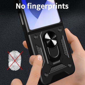 Husa pentru Samsung Galaxy Z Flip7, Inel Magnetic, Antisoc, set cu sticker, CamShield, Negru - Img 4