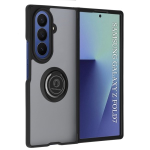 Husa pentru Samsung Galaxy Z Fold7, SKYDDAR INNOVATION, Glinth+ cu Inel Rotativ 360°, Compatibilitate Magnetica, Negru, set cu sticker