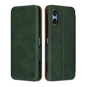 Husa pentru Sony Xperia 5 VI, SKYDDAR INNOVATION, Safe Wallet tip carte din Piele Ecologica, Suport Carduri, Inchidere Magnetica, Verde, set cu sticker