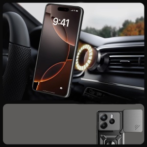 Husa pentru telefon, SKYDDAR INNOVATION, Xiaomi Redmi Note 14 4G (164,84 x 78,15 x 8,16mm), CamShield, Antisoc, Inel Magentic, set cu sticker, Verde - Img 4