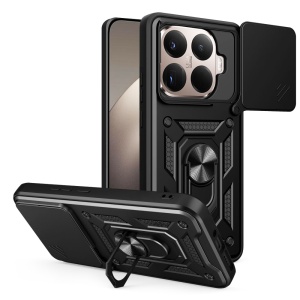Husa pentru Xiaomi 15T Pro, SKYDDAR INNOVATION, CamShield, Inel magnetic, set cu sticker, Negru