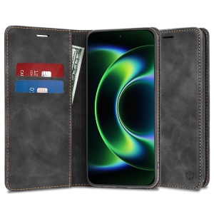 Husa pentru Xiaomi 17 Ultra, SKYDDAR INNOVATION, Confy Cover tip Carte din piele Eco Premium, cu Portofel Interior, set cu sticker, Negru