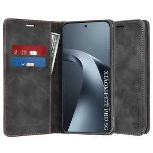 Husa pentru Xiaomi 17T Pro tip Carte din piele Eco Premium, cu Portofel Interior, set cu sticker, Confy Cover, Negru