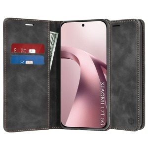 Husa pentru Xiaomi 17T tip Carte din piele Eco Premium, cu Portofel Interior, set cu sticker, Confy Cover, Negru