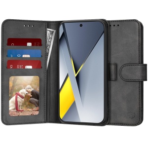 Husa pentru Xiaomi Poco F8 Pro, SKYDDAR INNOVATION, Diary Book, tip carte cu Portofel Interior, Antisoc, set cu sticker, Negru