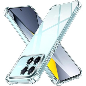 Husa pentru Xiaomi Poco F8 Pro, SKYDDAR INNOVATION, Shockproof Clear Silicone, Silicon Slim, set cu sticker, Transparenta