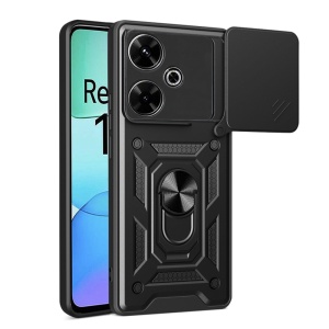 Husa pentru Xiaomi Redmi 13 / Poco M6 4G, SKYDDAR INNOVATION, CamShield, Inel magnetic, set cu sticker, Negru