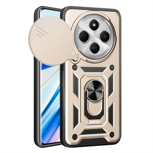 Husa pentru Xiaomi Redmi 14C / Poco C75, SKYDDAR INNOVATION, CamShield, Inel magnetic, set cu sticker, Auriu