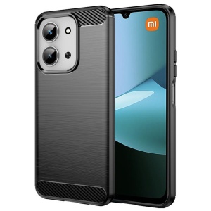 Husa pentru Xiaomi Redmi 15C 4G, SKYDDAR INNOVATION, Carbon Silicone, din Silicon Slim, cu textura Fibra Carbon, set cu sticker, Negru