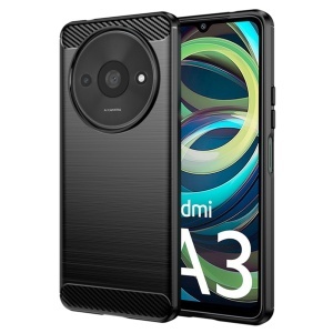 Husa pentru Xiaomi Redmi A3 / Redmi A3x, SKYDDAR INNOVATION, Carbon Silicone, din Silicon Slim, cu textura Fibra Carbon, set cu sticker, Negru