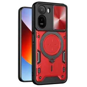 Husa pentru Xiaomi Redmi A7 Pro 4G, Inel Magnetic, Protectie Camera, set cu sticker, CamGuard Pro, Rosu