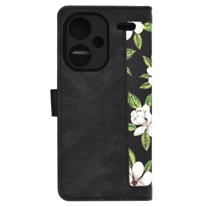  Husa pentru Xiaomi Redmi Note 13 Pro+ 5G din Piele Ecologică cu Design Floral, Protecție 360°, Stand Integrat, Buzunare pentru Carduri, SKDR Floral Wallet - Negru - Img 4