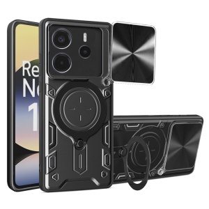 Husa pentru Xiaomi Redmi Note 14 4G (164,84 x 78,15 x 8,16mm), SKYDDAR INNOVATION, SafeCover cu Inel Magnetic, Protectie Camera, set cu sticker, Negru - Img 1