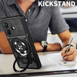 Husa pentru Xiaomi Redmi Note 14 5G, SKYDDAR INNOVATION, RuggedCam, Inel magnetic antisoc, set cu sticker, Albastru - Img 3