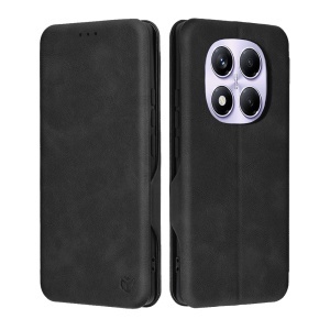 Husa pentru Xiaomi Redmi Note 14 Pro 4G / Poco F7, SKYDDAR INNOVATION, Pocket Safe, tip carte din Piele Ecologica, Suport Carduri, Inchidere Magnetica, set cu sticker, Negru