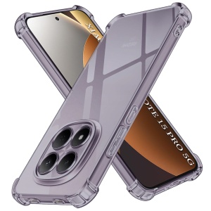 Husa pentru Xiaomi Redmi Note 15 Pro 5G, SKYDDAR INNOVATION, Shockproof Clear Silicone, Silicon Slim, set cu sticker, Fumuriu