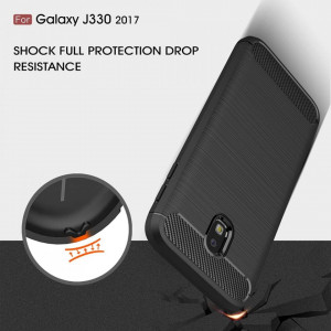 Husa Samsung Galaxy J3 2017 din silicon, Slim, cu textura Fibra Carbon - Negru - Img 8