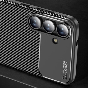Husa Samsung Galaxy S25 FE, Antisoc, set cu sticker, CarbonFiber, Negru - Img 5