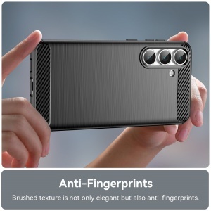 Husa Samsung Galaxy S25 FE din Silicon Slim, cu textura Fibra Carbon, set cu sticker, Carbon Silicone, Negru - Img 3