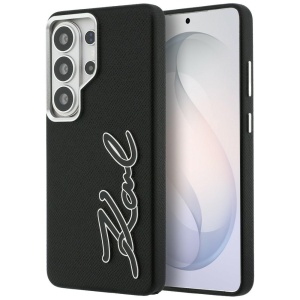Husa Samsung Galaxy S26 Ultra - Karl Lagerfeld Full Wrapped Grained Leather with Signature Resin Logo (KLHCS26LPGFKSRSK) - Black
