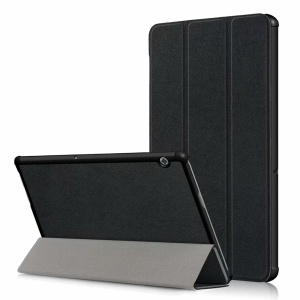 Husa tableta pentru Huawei Mediapad T5 10.1 2018 W09/W19/L03/L09, SKYDDAR INNOVATION, cu suport Multi-Unghi si functie Sleep/Wake, FoldPro, Negru, set cu sticker
