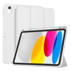 Husa tableta pentru iPad 10 (2022) 10.9 / 11 (2025), suport Pencil, functie Sleep/Wake, Flex Trifold, set cu sticker, Gri