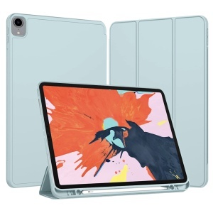 Husa tableta pentru iPad Pro 12.9 (2018/2020/2021/2022), suport Pencil, functie Sleep/Wake, Flex Trifold, set cu sticker, Bleu