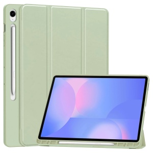 Husa tableta pentru Samsung Galaxy Tab S10 FE Plus, suport Pencil, functie Sleep/Wake, SKDR, Flex Trifold, Verde deschis, set cu sticker