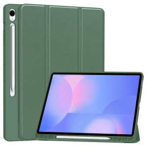Husa tableta pentru Samsung Galaxy Tab S10 FE Plus, suport Pencil, functie Sleep/Wake, SKDR, Flex Trifold, Verde inchis, set cu sticker