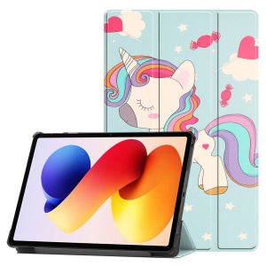 Husa tableta pentru Xiaomi Redmi Pad 2 Pro, SKYDDAR INNOVATION, cu suport Multi-Unghi si functie Sleep/Wake, FoldPro, Unicorn, set cu sticker