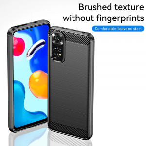 Husa Xiaomi Redmi Note 11 / Note 11S din silicon, Slim, cu textura Fibra Carbon - Negru - Img 4