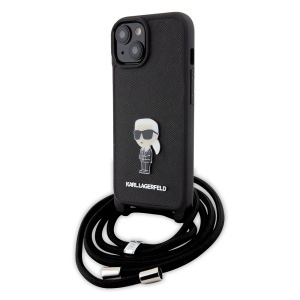 Huse pentru iPhone 15, Karl Lagerfeld, Saffiano Crossbody, Negru