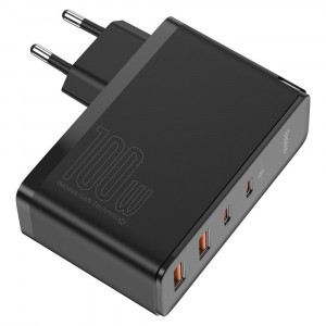 Incarcator 2x USB-C PD 100W, 2x USB-A QC3.0 with Cable Type-C to Type-C - Baseus (CCGAN2P-L01) - Black - Img 2