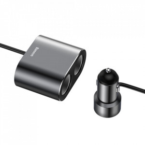Incarcator auto 2x USB 3.1A, 17W cu 2x priza bricheta 80W, Baseus (CRDYQ-01) - Negru - Img 6