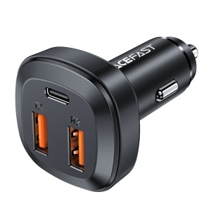 Incarcator Auto 66W, 2x USB + 1x Type-C, Fast Charging, PD3.0, QC4+, Corp Metalic Zinc, Acefast B9, Negru