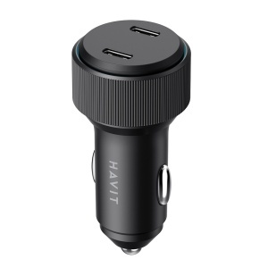 Incarcator Auto Fast Charge, 2x Type-C, PD30W, 3A, Havit CC2014, Negru