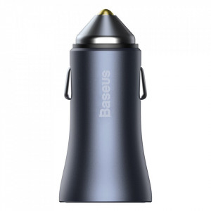 Incarcator auto USB-A, USB-C, 40W cu cablu Type-C la Lightning, Baseus (TZCCJD-B0G) - Gri inchis - Img 3