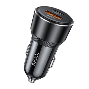 Incarcator auto, USB si Type-C, PD 30W, 50W, Yesido, Negru