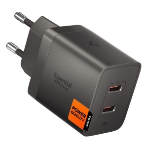 Incarcator pentru Priza, 2x Type-C, 47W, Fast Charging, Quantum Boost - Spigen Essential EE472EU (ACH10450) - Gunmetal